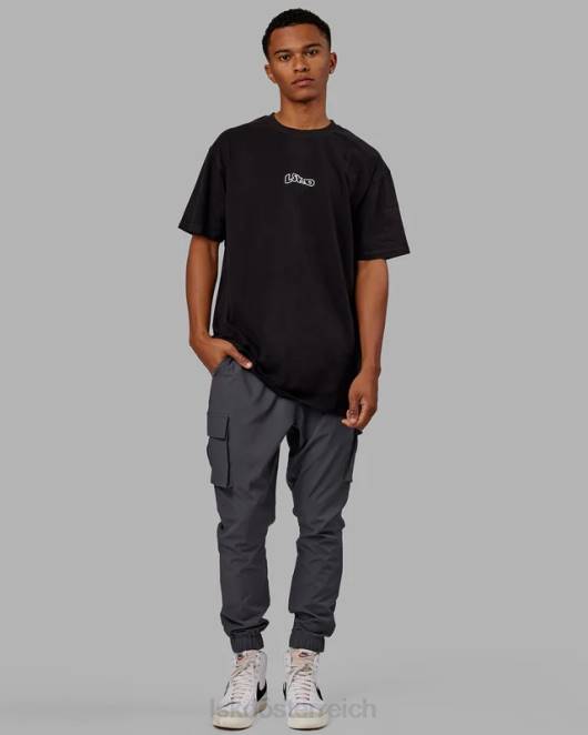 Z8RH966 LSKD Männer Mad Happy Heavyweight Longline-T-Shirt in Übergröße – Schwarz Bekleidung