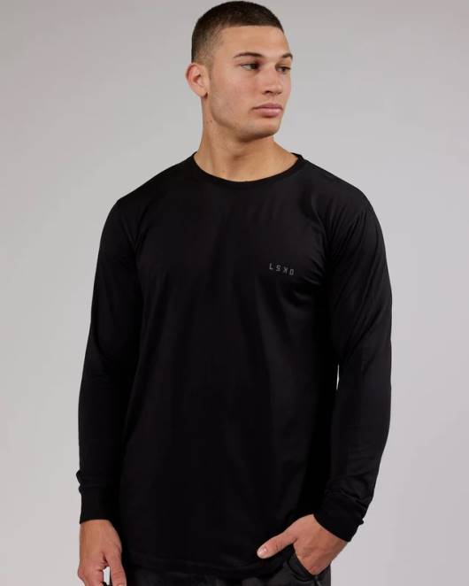 Z8RH972 LSKD Männer Deluxe Pimaflx LS-T-Shirt – Schwarz Bekleidung