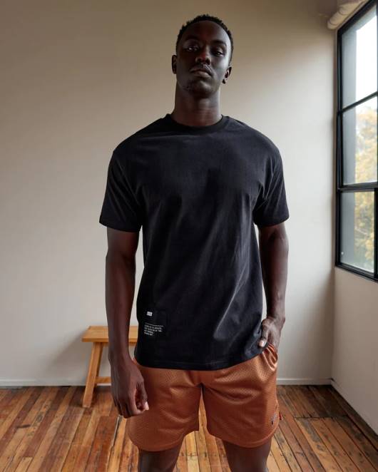 Z8RH980 LSKD Männer R&D Heavyweight Oversize-T-Shirt – Schwarz Bekleidung