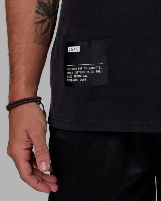 Z8RH980 LSKD Männer R&D Heavyweight Oversize-T-Shirt – Schwarz Bekleidung