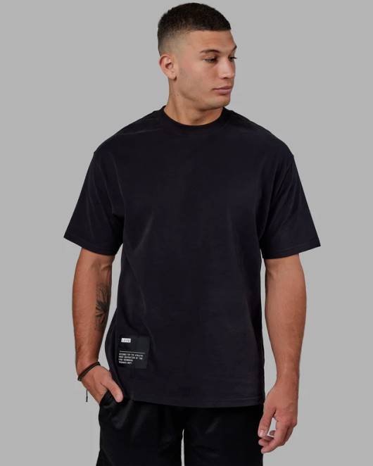 Z8RH980 LSKD Männer R&D Heavyweight Oversize-T-Shirt – Schwarz Bekleidung