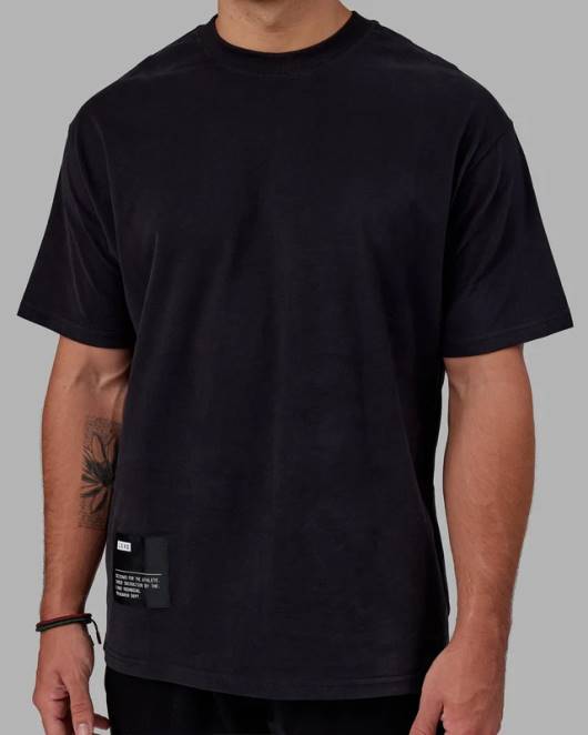 Z8RH980 LSKD Männer R&D Heavyweight Oversize-T-Shirt – Schwarz Bekleidung