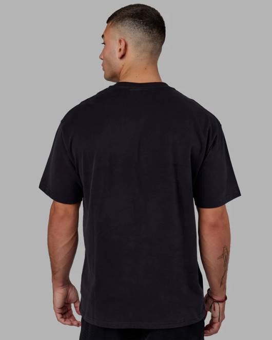 Z8RH980 LSKD Männer R&D Heavyweight Oversize-T-Shirt – Schwarz Bekleidung