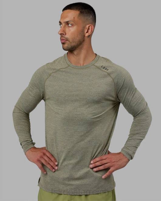 Z8RH983 LSKD Männer perform vapourflx ls tee – olive marl Bekleidung