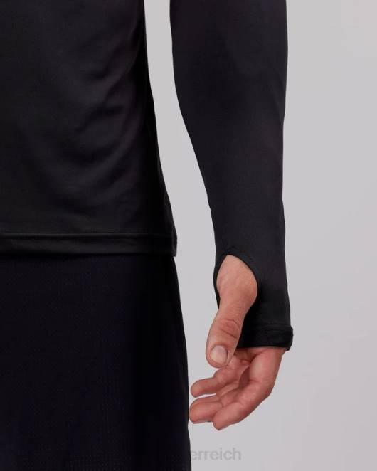 Z8RH984 LSKD Männer Stromlinienförmiges Aktiv-Langarmshirt mit 1/4-Reißverschluss – Schwarz Bekleidung