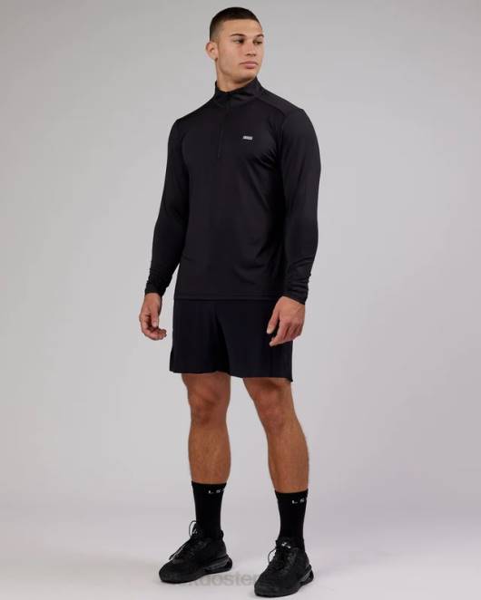 Z8RH984 LSKD Männer Stromlinienförmiges Aktiv-Langarmshirt mit 1/4-Reißverschluss – Schwarz Bekleidung
