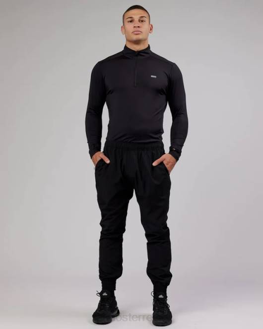 Z8RH984 LSKD Männer Stromlinienförmiges Aktiv-Langarmshirt mit 1/4-Reißverschluss – Schwarz Bekleidung