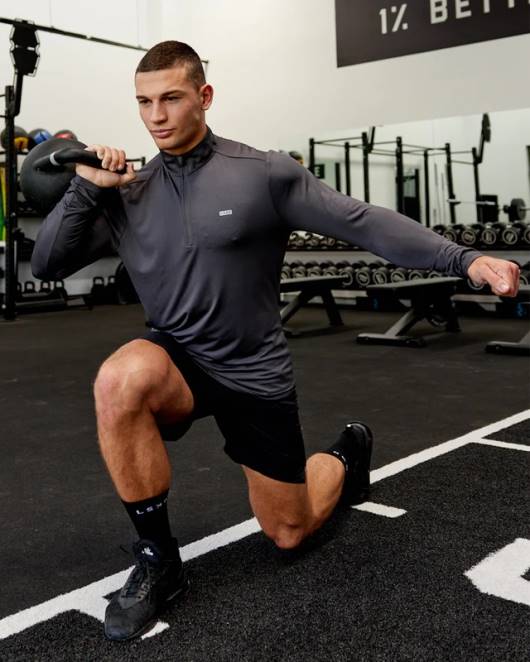 Z8RH985 LSKD Männer Stromlinienförmiges Aktiv-Langarmshirt mit 1/4-Reißverschluss – Asphalt Bekleidung