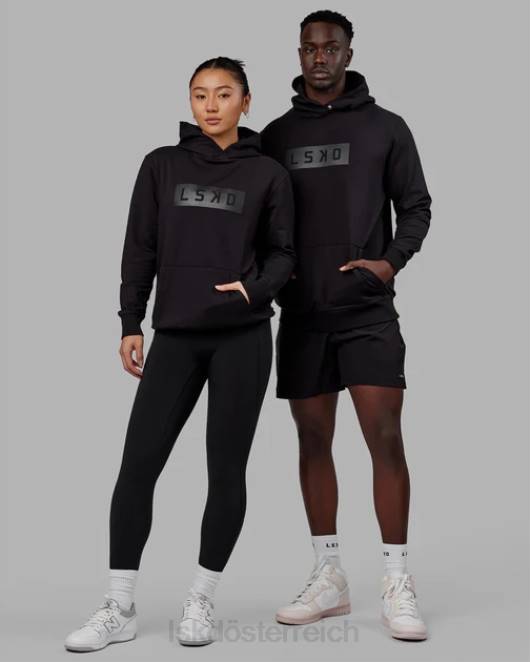 Z8RH338 LSKD unisex Kraft-Flxfleece-Kapuzenpullover – Schwarz-Schwarz Bekleidung