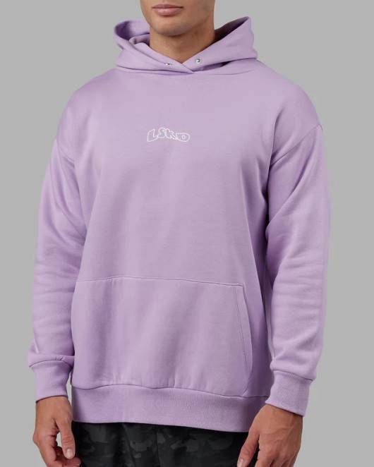 Z8RH383 LSKD unisex Mad Happy Kapuzenpullover in Übergröße – blasses Flieder Bekleidung