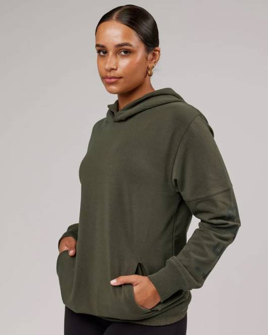 Z8RH428 LSKD unisex Direction Flxfleece Kapuzenpullover – Waldnacht Bekleidung