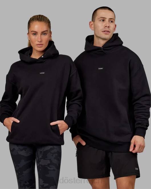Z8RH433 LSKD unisex Basic Kapuzenpullover in Übergröße – Schwarz Bekleidung