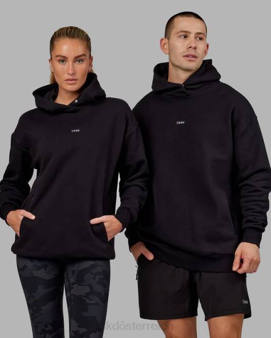 Z8RH433 LSKD unisex Basic Kapuzenpullover in Übergröße – Schwarz Bekleidung