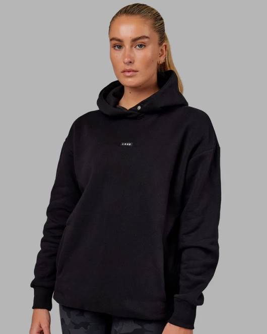 Z8RH433 LSKD unisex Basic Kapuzenpullover in Übergröße – Schwarz Bekleidung