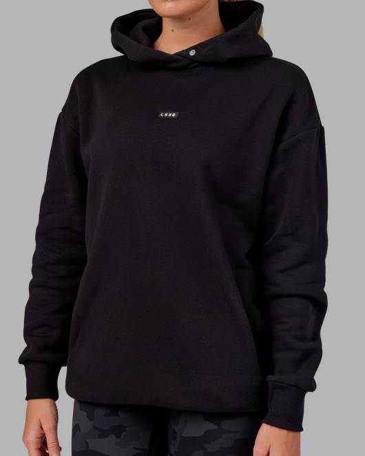 Z8RH433 LSKD unisex Basic Kapuzenpullover in Übergröße – Schwarz Bekleidung