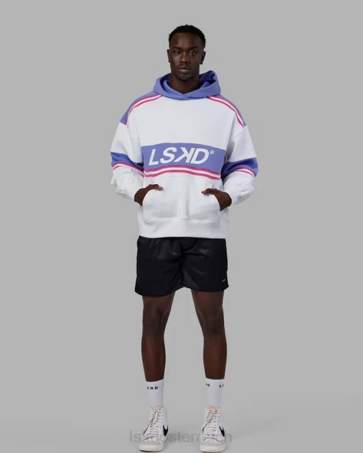 Z8RH457 LSKD unisex a-team Kapuzenpullover in Übergröße – Weiß-Kornblumenblau Bekleidung