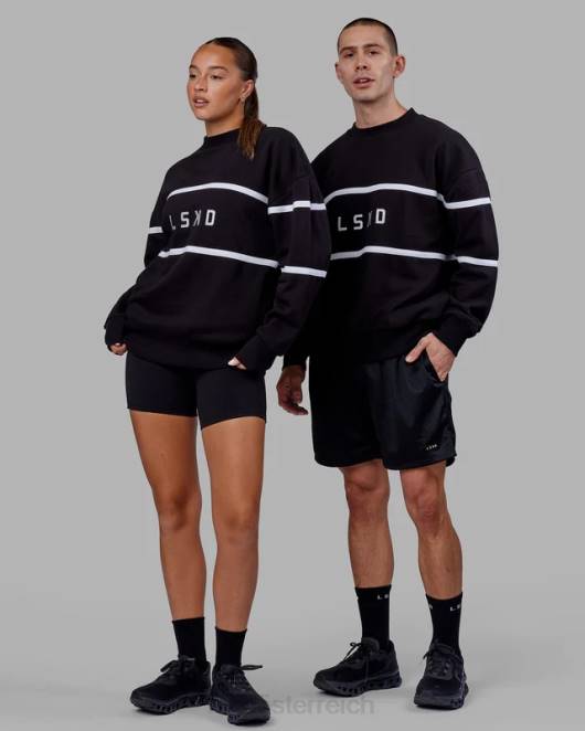Z8RH337 LSKD unisex Parallelpullover in Übergröße - Schwarz Bekleidung