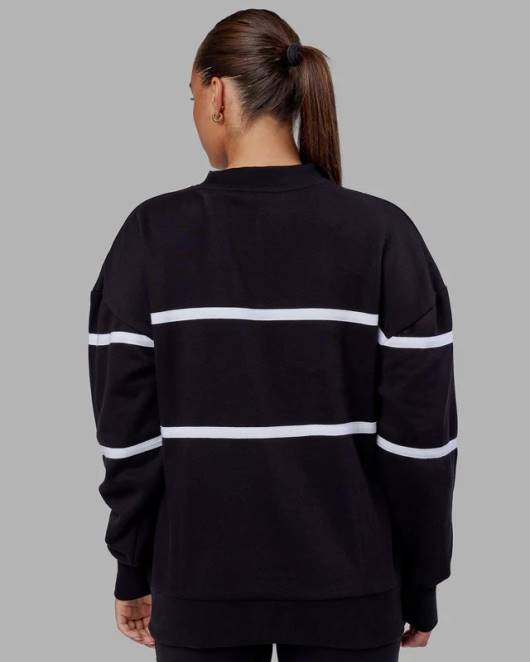 Z8RH337 LSKD unisex Parallelpullover in Übergröße - Schwarz Bekleidung
