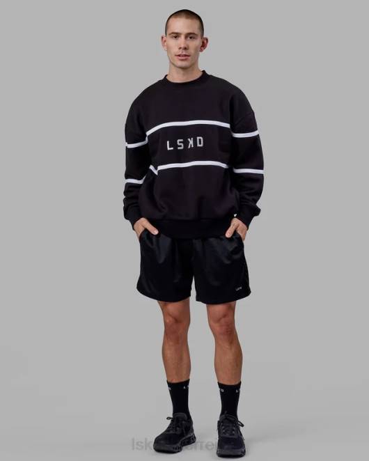 Z8RH337 LSKD unisex Parallelpullover in Übergröße - Schwarz Bekleidung