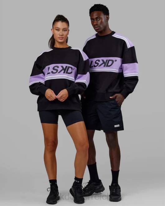 Z8RH339 LSKD unisex A-Team-Pullover in Übergröße – Schwarz-Blasslila Bekleidung