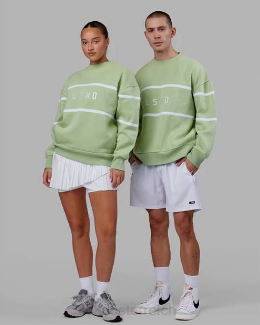 Z8RH362 LSKD unisex Parallelpullover in Übergröße - grüne Abb Bekleidung