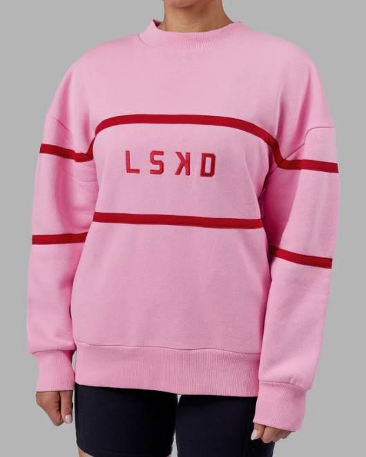 Z8RH366 LSKD unisex Parallelpullover in Übergröße – rosa Zuckerguss Bekleidung