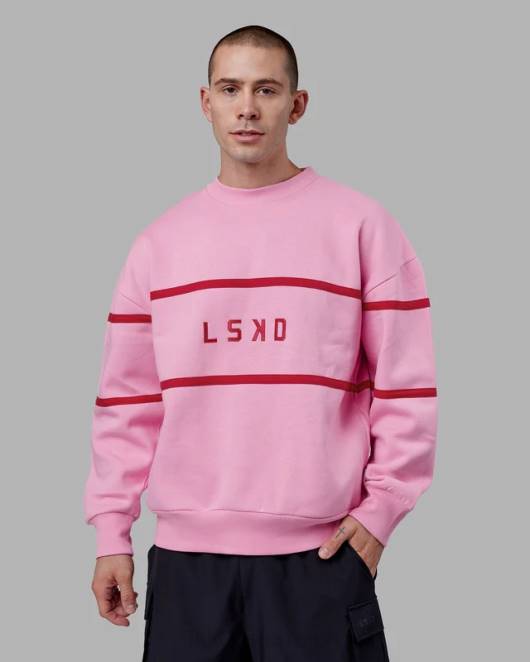 Z8RH366 LSKD unisex Parallelpullover in Übergröße – rosa Zuckerguss Bekleidung