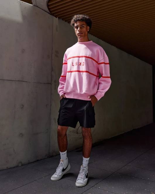 Z8RH366 LSKD unisex Parallelpullover in Übergröße – rosa Zuckerguss Bekleidung