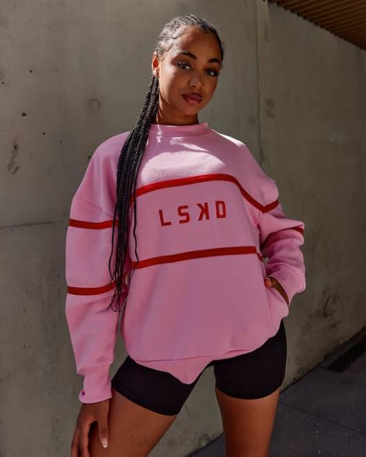 Z8RH366 LSKD unisex Parallelpullover in Übergröße – rosa Zuckerguss Bekleidung