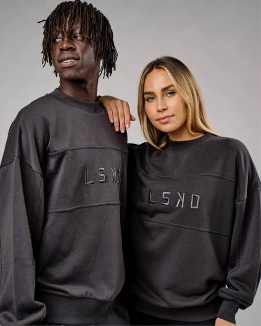 Z8RH389 LSKD unisex Slice-Pullover in Übergröße – Phantom Bekleidung