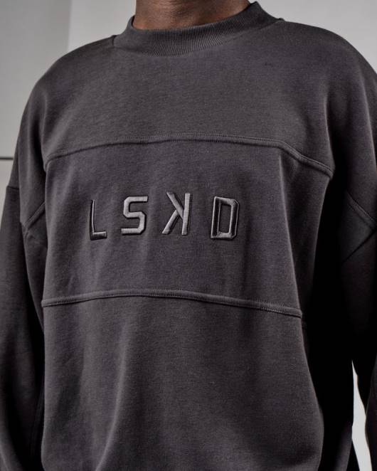 Z8RH389 LSKD unisex Slice-Pullover in Übergröße – Phantom Bekleidung