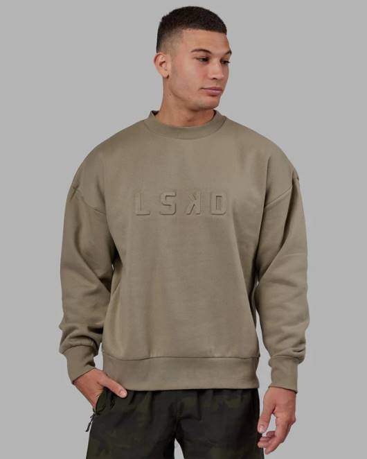 Z8RH397 LSKD unisex Gestempelter Pullover in Übergröße – Lorbeereiche Bekleidung