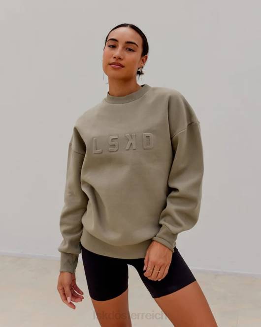 Z8RH397 LSKD unisex Gestempelter Pullover in Übergröße – Lorbeereiche Bekleidung