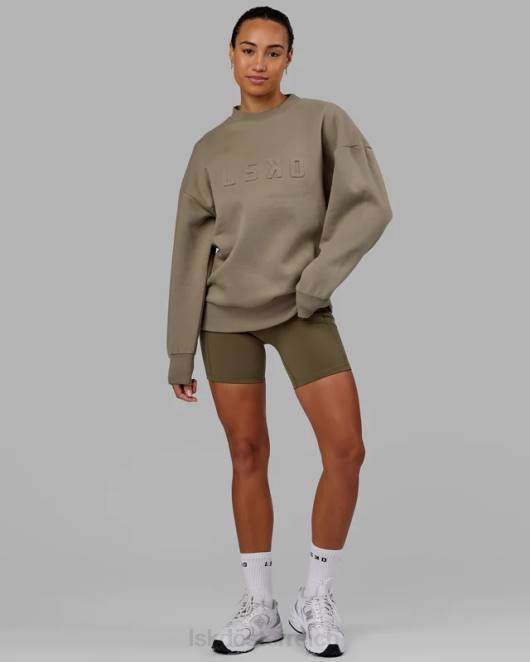 Z8RH397 LSKD unisex Gestempelter Pullover in Übergröße – Lorbeereiche Bekleidung