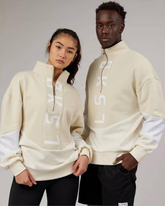 Z8RH407 LSKD unisex Inversionspullover in Übergröße – Mandelmilch Bekleidung