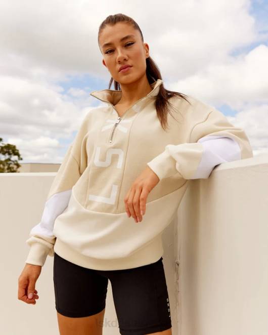 Z8RH407 LSKD unisex Inversionspullover in Übergröße – Mandelmilch Bekleidung