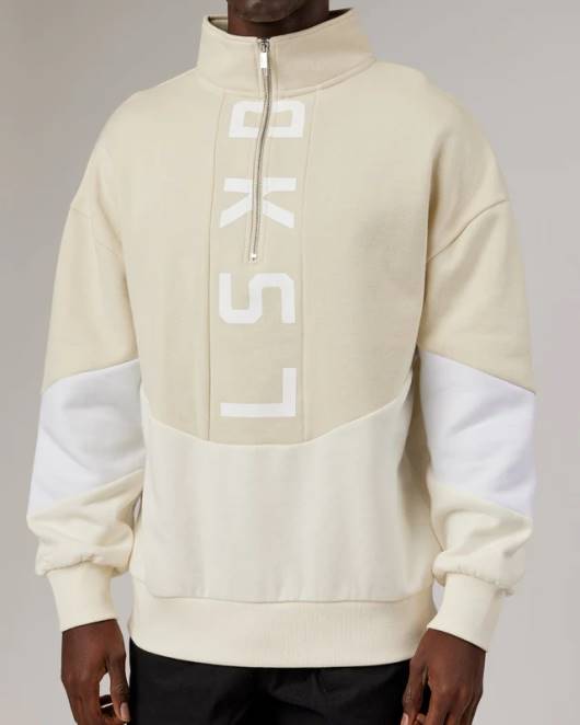 Z8RH407 LSKD unisex Inversionspullover in Übergröße – Mandelmilch Bekleidung