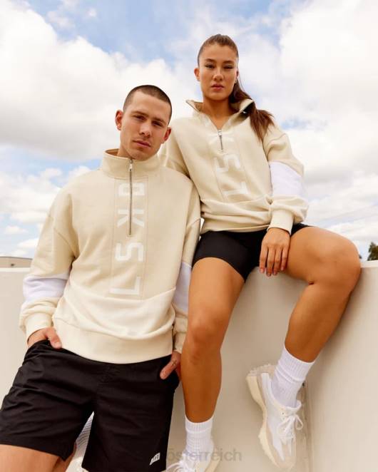 Z8RH407 LSKD unisex Inversionspullover in Übergröße – Mandelmilch Bekleidung