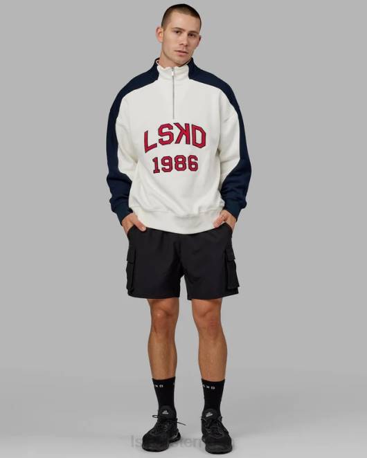 Z8RH408 LSKD unisex alumni 1/4-Reißverschluss-Pullover in Übergröße – Marine-Rot Bekleidung