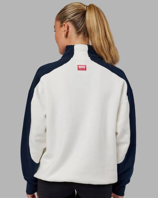 Z8RH408 LSKD unisex alumni 1/4-Reißverschluss-Pullover in Übergröße – Marine-Rot Bekleidung