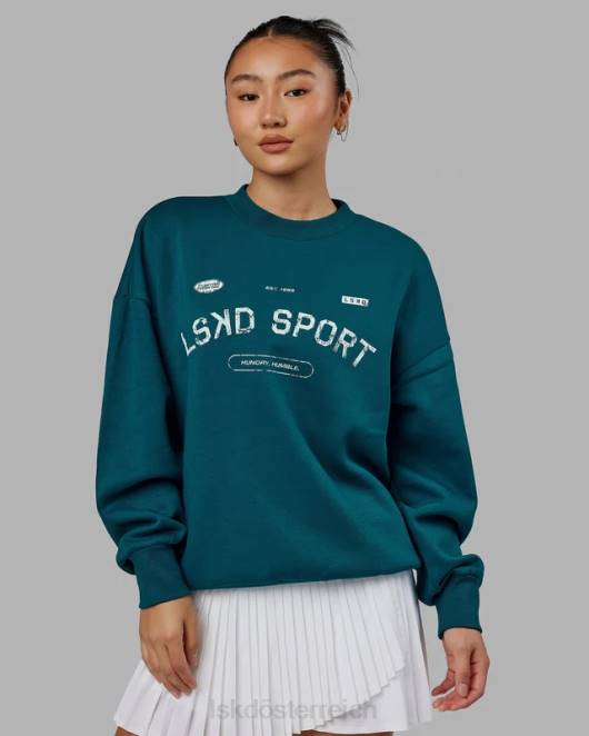 Z8RH423 LSKD unisex Freiwurfpullover in Übergröße – Deep Lagoon Bekleidung