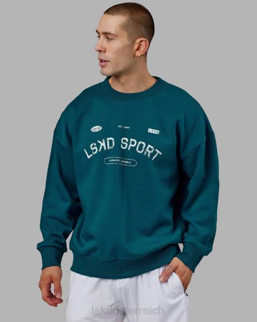 Z8RH423 LSKD unisex Freiwurfpullover in Übergröße – Deep Lagoon Bekleidung