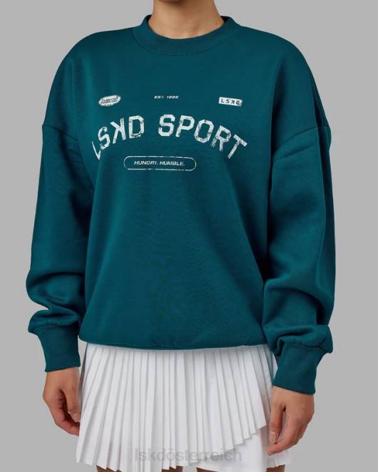 Z8RH423 LSKD unisex Freiwurfpullover in Übergröße – Deep Lagoon Bekleidung