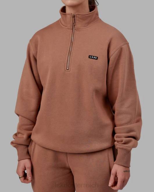 Z8RH424 LSKD unisex Basic-Pullover mit 1/4-Reißverschluss – rohes Umbra Bekleidung