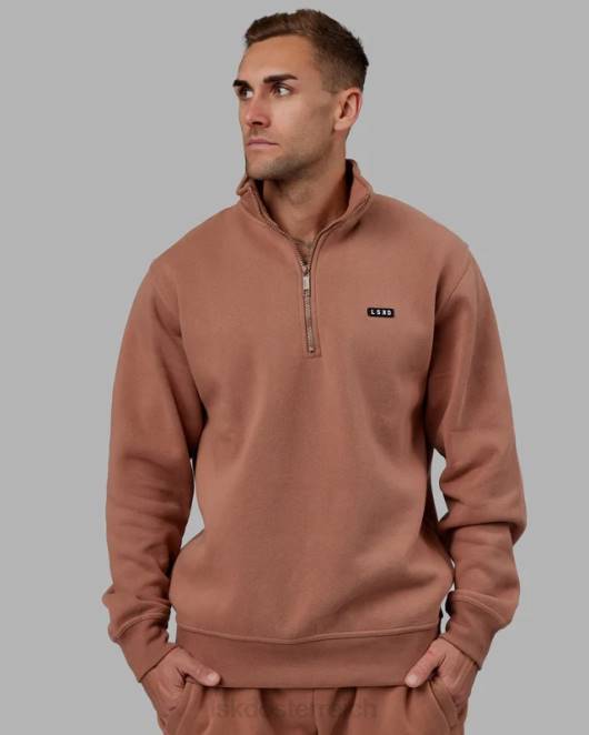 Z8RH424 LSKD unisex Basic-Pullover mit 1/4-Reißverschluss – rohes Umbra Bekleidung