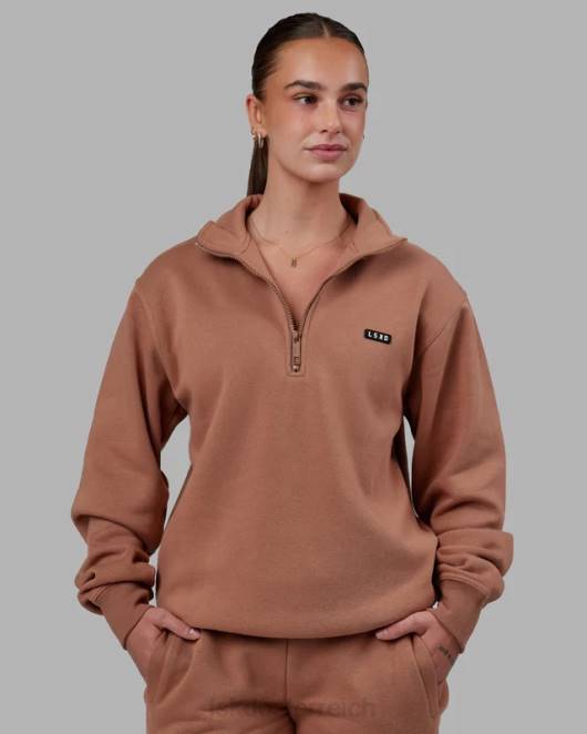Z8RH424 LSKD unisex Basic-Pullover mit 1/4-Reißverschluss – rohes Umbra Bekleidung