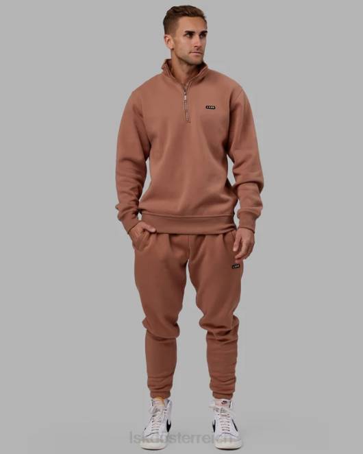 Z8RH424 LSKD unisex Basic-Pullover mit 1/4-Reißverschluss – rohes Umbra Bekleidung