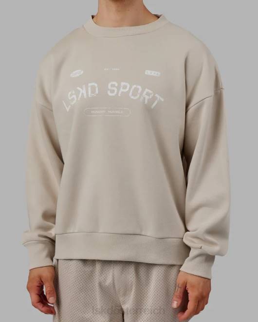 Z8RH425 LSKD unisex Freiwurfpullover in Übergröße – Schieferbeige Bekleidung