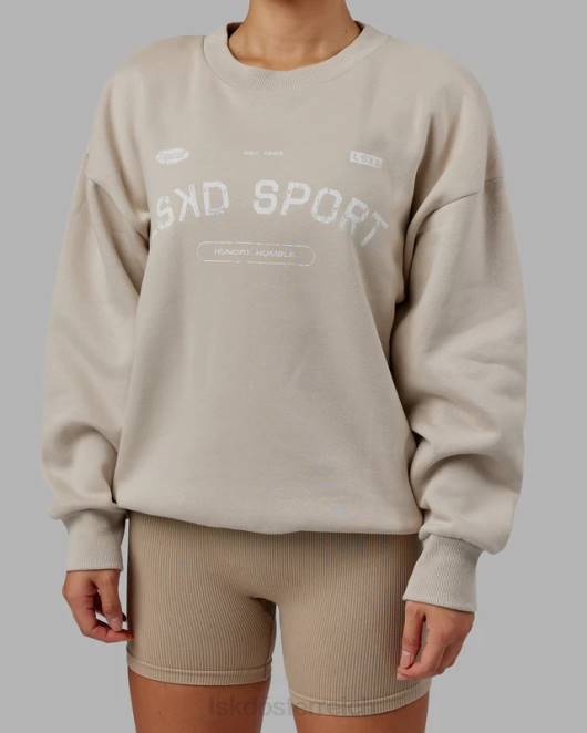 Z8RH425 LSKD unisex Freiwurfpullover in Übergröße – Schieferbeige Bekleidung