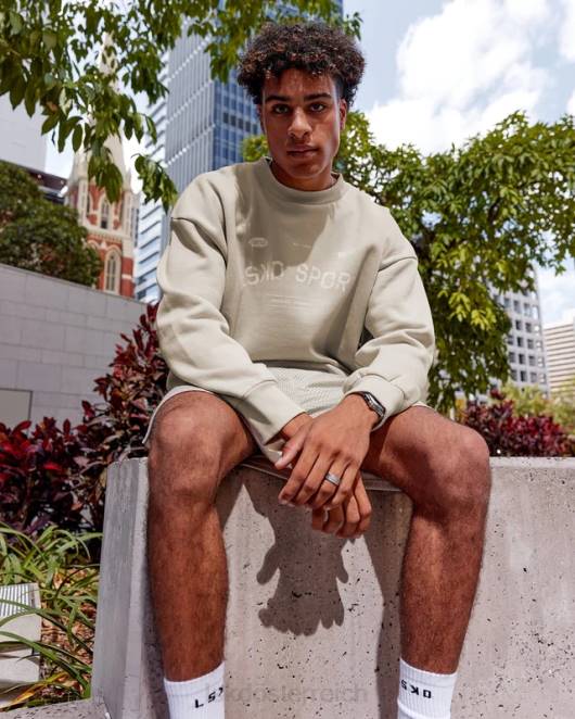 Z8RH425 LSKD unisex Freiwurfpullover in Übergröße – Schieferbeige Bekleidung